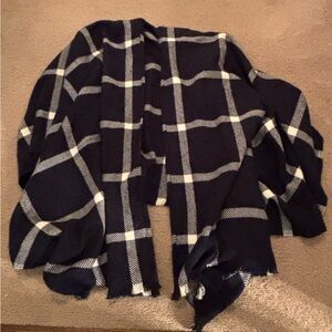 Tommy Hilfiger Navy and White Plaid Cape